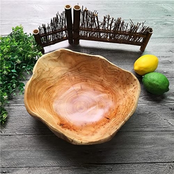 Unique Handcrafted Wood Bowl - JFFLYIT Root Carved Serving Bowl