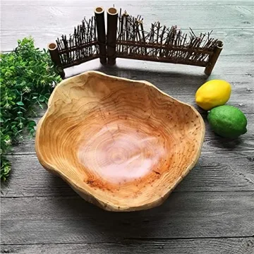 Unique Handcrafted Wood Bowl - JFFLYIT Root Carved Serving Bowl