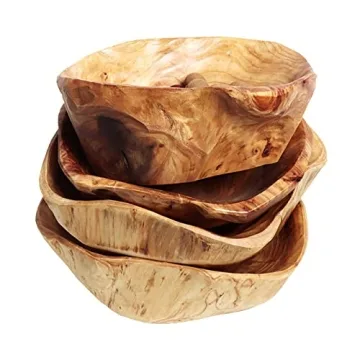 Unique Handcrafted Wood Bowl - JFFLYIT Root Carved Serving Bowl