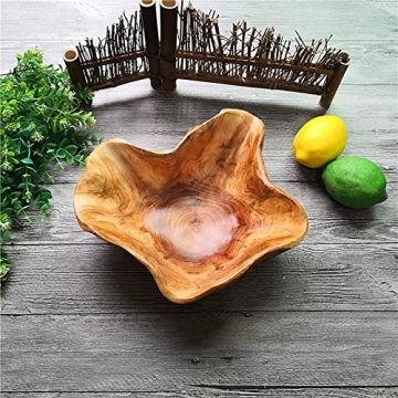 Unique Handcrafted Wood Bowl - JFFLYIT Root Carved Serving Bowl