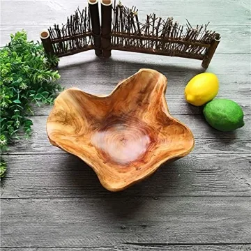 Unique Handcrafted Wood Bowl - JFFLYIT Root Carved Serving Bowl