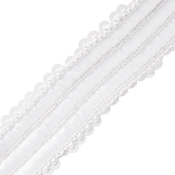 Mandala Crafts Elastic Sequin Ribbon Trim - 1.5 Inch White Sequin Elastic Trim for Sewing Dress Headband - 10 Yards Fabric Metallic Stretch Sequins Band