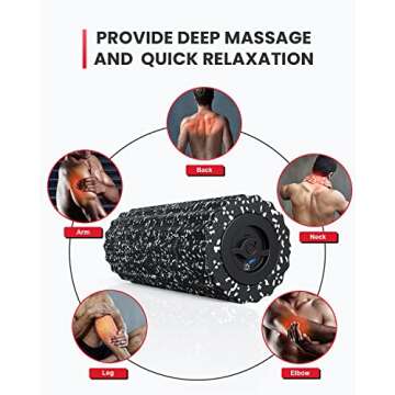 FITINDEX Vibrating Roller Foam for Muscles Deep Tissue, FSA or HSA Eligible, Foot Neck Massager, Exercise, Back Pain Relief, Muscle Recovery, Physical Therapy, 4-Speed & Rechargeable - Black