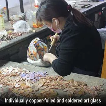 Design Toscano Lucina Patroness of Light Woman Stained Glass Lamp Figurine Statue, 11 inches wide, 26 inches tall, Handcast Polyresin, Green Bronze Finish