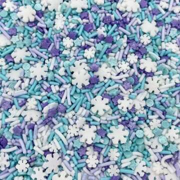 Sprinkles | Frozen in Sugar Sprinkle Mix | Blue Sprinkles | Confetti Sprinkles | Metallic Sprinkles | Snowflake Sprinkles | Cake Sprinkles (8 ounce bag)