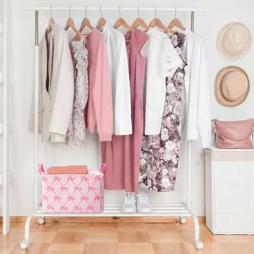 FYSUIMU 2Pcs Pink Bow Storage Basket Pink Storage Bin with Handle Large Fabric Storage Box for Home Office Organizer Decor