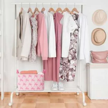 FYSUIMU 2Pcs Pink Bow Storage Basket Pink Storage Bin with Handle Large Fabric Storage Box for Home Office Organizer Decor