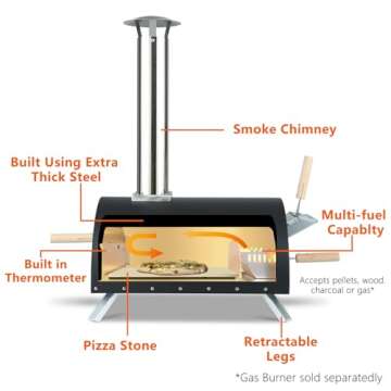 Hello. Dr 13" Wood Fired Pizza Oven Outdoor - Portable Wood Pellet Pizza Oven with Foldable Legs - Countertop Pizza Oven with Built-in Thermometer,Pizza Cutter & Carry Bag, Ideal for Outside Backyard