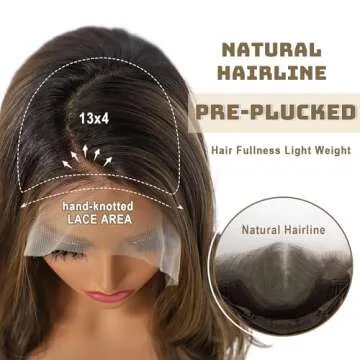 BABEHERS Brown Synthetic Lace Front Wig 13x4 Pre Plucked Highlight Body Wave Lace Front Wig for Women Heat Resistant Hair 22 Inch Daily Use