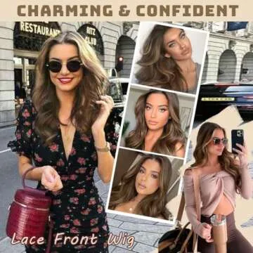BABEHERS Brown Synthetic Lace Front Wig 13x4 Pre Plucked Highlight Body Wave Lace Front Wig for Women Heat Resistant Hair 22 Inch Daily Use