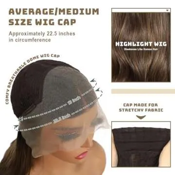 BABEHERS Brown Synthetic Lace Front Wig 13x4 Pre Plucked Highlight Body Wave Lace Front Wig for Women Heat Resistant Hair 22 Inch Daily Use