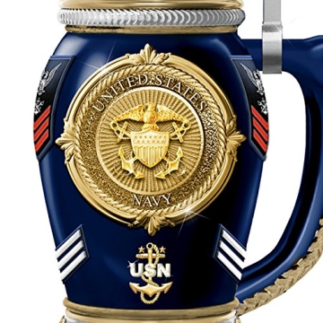 Navy Heirloom Porcelain Stein 22K Gold Accents Collectible