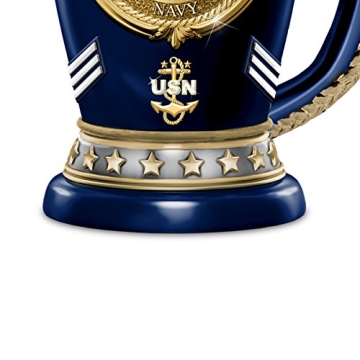Navy Heirloom Porcelain Stein 22K Gold Accents Collectible