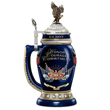 Navy Heirloom Porcelain Stein 22K Gold Accents Collectible