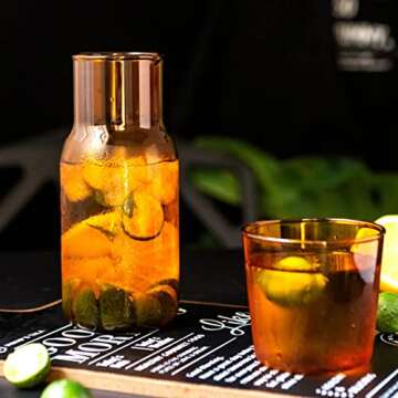 Ochine Bedside Water Carafe Set with Tumbler Glass Set Bedside Night Water Carafe Desktop Water Cara...