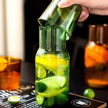 Ochine Bedside Water Carafe Set with Tumbler Glass Set Bedside Night Water Carafe Desktop Water Carafe Bedside Carafe Pitcher and Cup Glass Mouthwash Bottle for Bedroom Bathroom or Kitchen Use