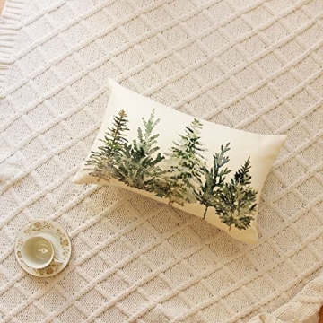 Christmas Winter Trees Lumbar Throw Pillow Cover 12x20 Inch