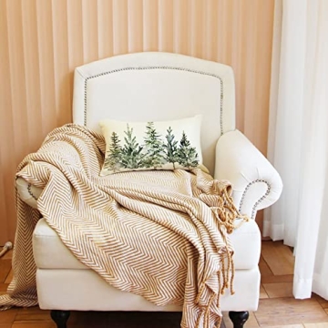 Christmas Winter Trees Lumbar Throw Pillow Cover 12x20 Inch