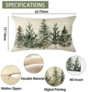 Christmas Winter Trees Lumbar Throw Pillow Cover 12x20 Inch