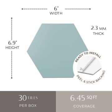 Avant Decor | 30 Tiles | Stone Composite Hexagon Solid Color | Peel and Stick Kitchen Backsplash Til...