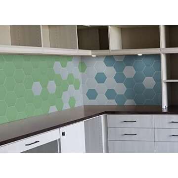 Avant Decor | 30 Tiles | Stone Composite Hexagon Solid Color | Peel and Stick Kitchen Backsplash Tiles | Stick On Wall Tiles | Easy DIY Installation | 6” x 6.9”