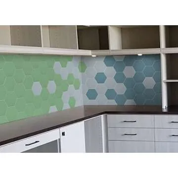 Avant Decor | 30 Tiles | Stone Composite Hexagon Solid Color | Peel and Stick Kitchen Backsplash Tiles | Stick On Wall Tiles | Easy DIY Installation | 6” x 6.9”