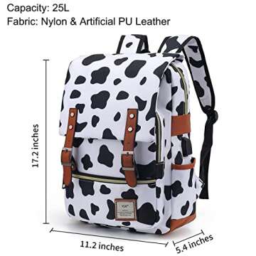 YGR Floral Laptop Backpack for Women, Female, College, Travel, Business, Outdoor Sports, Office, Work (Cow)