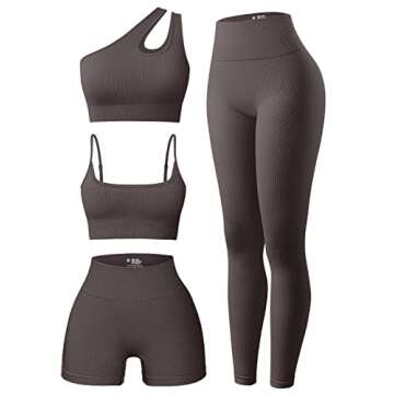 Stylish OQQ Women's 4 Piece Ribbed Workout Set