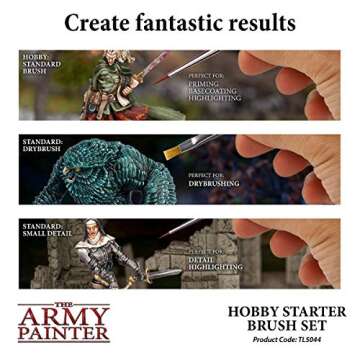 The Army Painter Hobby Brush Starter Set - 3 Acrylic Brushes for Miniatures
