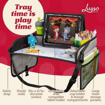 Lusso Gear Lap Tray for Toddler and kids, Table Tray for Travel, Car Seat, Airplane, Desk Essential ...