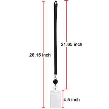 YOUOWO Lanyard Black Retractable Badge Reel - 2 Pack