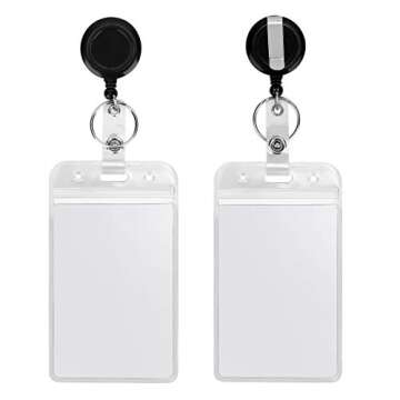 YOUOWO Lanyard Black Retractable Badge Reel - 2 Pack