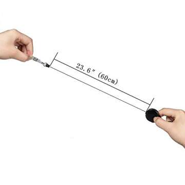 YOUOWO Lanyard Black Retractable Badge Reel - 2 Pack