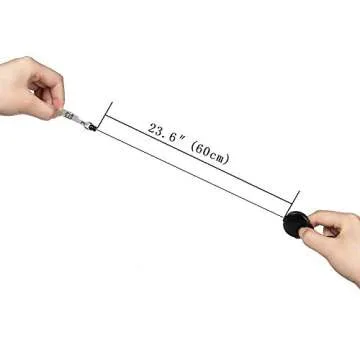 YOUOWO Lanyard Black Retractable Badge Reel - 2 Pack