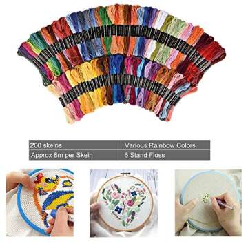 200 Skeins Embroidery Floss - Vibrant Colors for Crafts