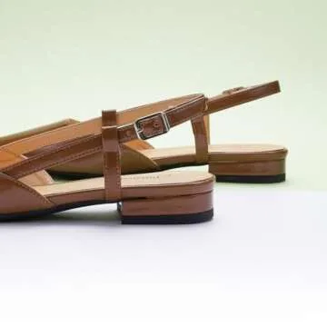 C.Paravano Women's Slingback Flats Pointed Toe Slingback Flats for Women Slingback Flats for Women Slingback Sandals Adjustable Ankle Strap Shoes(Size 7.5,Brown)