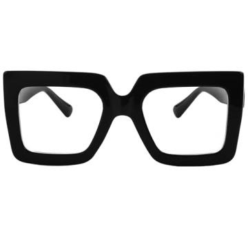 Onrtry Oversized Square Blue Light Glasses for Women Men Thick Frame Big Computer Eyewear Non-Prescr...