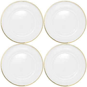 Ms Lovely Clear Glass Charger Plates Elegant Gold Rim Set