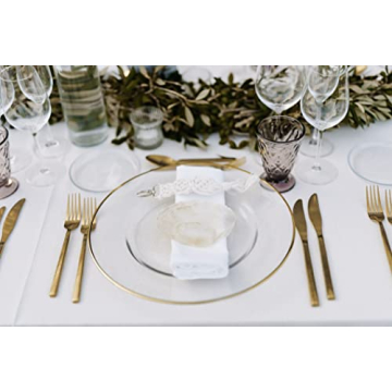 Ms Lovely Clear Glass Charger Plates Elegant Gold Rim Set