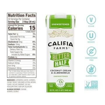 Califia Farms Unsweetened Better Half 32oz Vegan Creamer