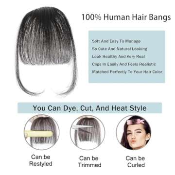 Clip In Bangs 100% Human Hair Bangs Clip In Hair Extensions Clip On Bangs Wispy Dark Brown Clip In Bangs Real Human Hair Fake Bangs For Natural Hair
