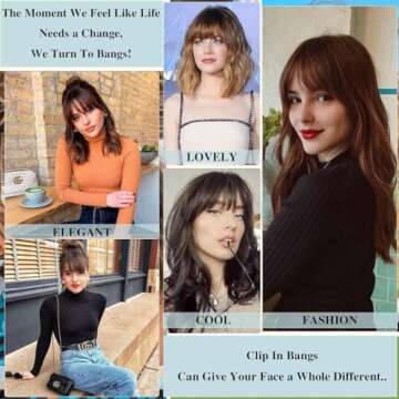 Clip In Bangs 100% Human Hair Bangs Clip In Hair Extensions Clip On Bangs Wispy Dark Brown Clip In Bangs Real Human Hair Fake Bangs For Natural Hair