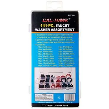 Cal Hawk CZFWA 141-pc. Faucet Washer Assortment Kit, 18 Different Assorted Sizes