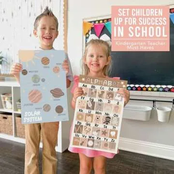 Hadley Designs 16 Boho Preschool Classroom Posters-Educational Posters For Toddlers 1-3, Learning Posters, Homeschooling Supplies, Alphabet Posters for Kids-Modern Style