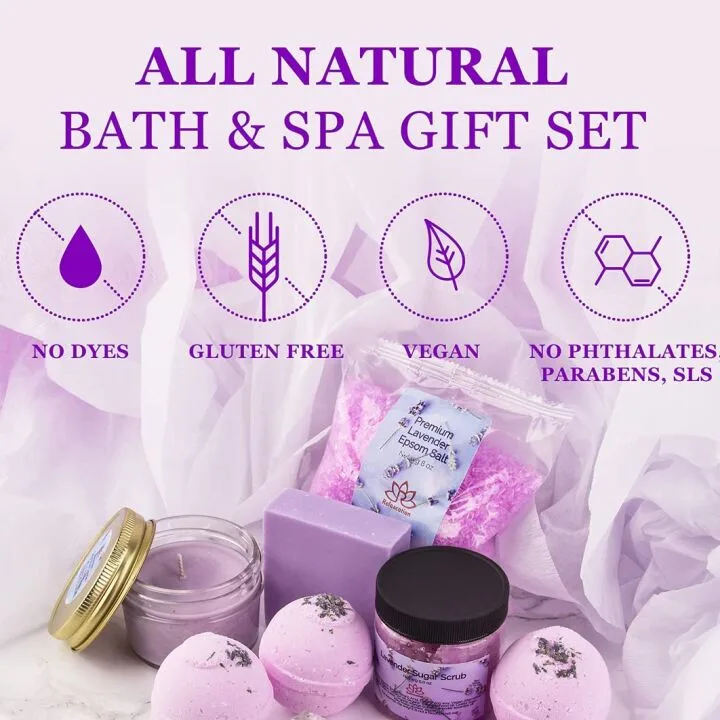 Organic Lavender Spa Gift Basket for Her