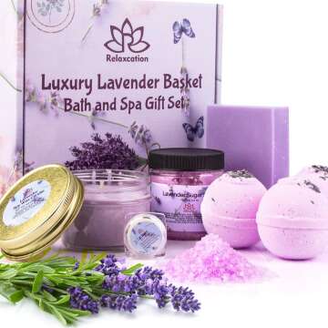 Organic Lavender Spa Gift Basket for Her