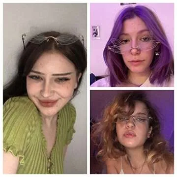 YAMEIZE Dragonfly Wing Sunglasses Rimless Irregular Shades Glasses Fashion Personality Party Eyewear for Women (Transparent)