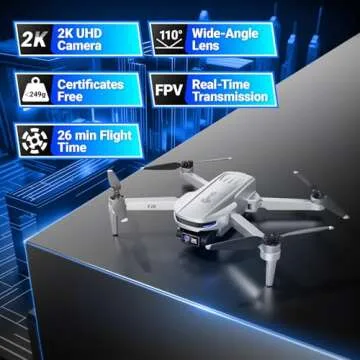 Contixo F28 2K Camera Drone for Adults - Foldable FHD Video with GPS Control and Selfie Mode, Follow Me, Way Point, Orbit Mode, Up to 2 x 23 Mins Flight Time with Carrying Case, No Need FAA