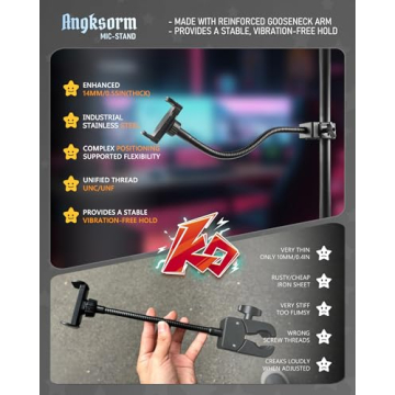 Angksorm KBC1417 Mic Stand Phone Holder for Creators