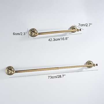 Antique Bronze Brass Towel Bar - Adjustable 15.5 to 27.5 Inch Rack for Bathroom